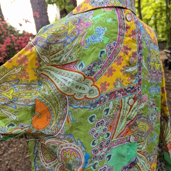 XL Jason Wu Aileen 3/4 Sleeve Linen Paisley Print Dress - Picture 13 of 14